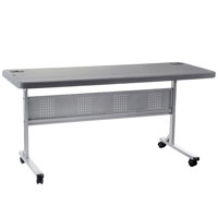 

National Public Seating BPFT-2460-20 24x60" Flip-N-Store Training Table, Supports 700 Lbs, Charcoal Slate Surface, Silver Frame