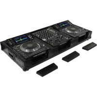 

Odyssey Innovative Designs Black Label DJ Coffin with Wheels and Extra Deep Rear Cable Space for Two Large Format Tabletop CD/Media Players & Mixer, Black