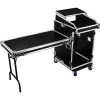 

Odyssey Innovative Designs Pro Combo Rack with Glide Platform, Side Table and Casters, 14 RU Over 16 RU
