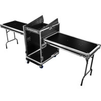 

Odyssey Innovative Designs Deluxe Pro Combo Rack with 2-Side Tables and Casters, 14U Over 16U
