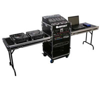 

Odyssey Innovative Designs FZ1116W Flight Zone DLX II Combo Rack Case with Wheels, 11U Slant, 16U Vertical, 2 Side Tables