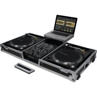

Odyssey Innovative Designs Flight Zone Series Low Profile Glide Style DJ Coffin with Wheels for One 10" Mixer and Two Turntables in Battle Position