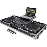 

Odyssey Innovative Designs Flight Zone Low Profile Glide Style Series Universal Turntable DJ Coffin with Wheels for 12" Format DJ Mixer and 2 Turntables in Battle Position