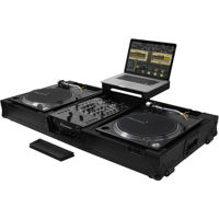 

Odyssey Innovative Designs Black Label Low Profile Glide Style Universal Turntable DJ Coffin Case with Wheels for 10" Format DJ Mixer & 2 Turntables In Battle Position