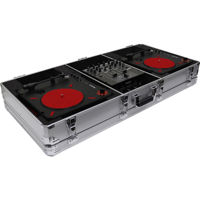 

Odyssey Innovative Designs Krom Series DJ Coffin for 2 Numark PT01 Scratch Portablist Turntables and 10" Format DJ Mixer, Silver