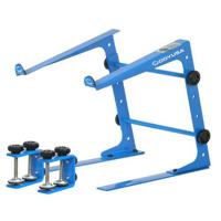 

Odyssey Innovative Designs Designer DJ Series L Stand Laptop/Gear Stand with Table/Case Clamps, 9.5-14.5" Adjustable Height, Blue
