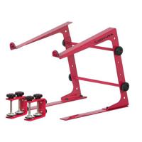 

Odyssey Innovative Designs Designer DJ Series L Stand Laptop/Gear Stand with Table/Case Clamps, 9.5-14.5" Adjustable Height, Red