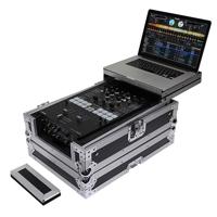 

Odyssey Innovative Designs Flight Zone Low Profile Glide Style Series Universal Case with Extra Deep Rear Cable Space for 10" Format DJ Mixer, Chrome/Black