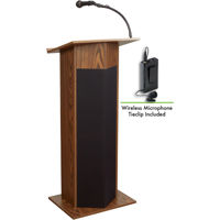 

Oklahoma Sound Power Plus 111PLS Lectern with Wireless Tie Clip/Lavalier Mic, Medium Oak