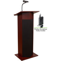 

Oklahoma Sound Power Plus 111PLS Lectern with Wireless Tie Clip/Lavalier Mic, Mahogany