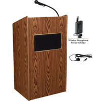 

Oklahoma Sound Aristocrat 6010 Floor Sound Lectern with Wireless Tie Clip/Lavalier Mic, Medium Oak