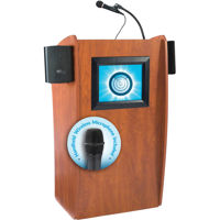 

Oklahoma Sound Vision 612-S Sound Lectern with 15" LCD Display and LWM-5 Wireless Handheld Microphone, Cherry