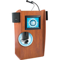 

Oklahoma Sound Vision 612-S Sound Lectern with 15" LCD Display and LWM-6 Wireless Tie-Clip/Lavalier Microphone, Cherry