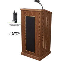 

Oklahoma Sound Prestige 711 Sound Lectern with Wireless Tie Clip/Lavalier Mic, Medium Oak