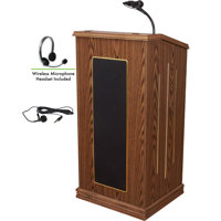 

Oklahoma Sound Prestige 711 Sound Lectern with Wireless Headset Mic, Medium Oak