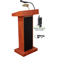 

Oklahoma Sound Orator 800X Floor Sound Lectern with LWM-6 Wireless Tie Clip/Lavalier Microphone, Cherry