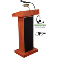 

Oklahoma Sound Orator 800X Floor Sound Lectern with LWM-7 Wireless Headset Microphone, Cherry
