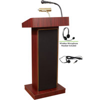 

Oklahoma Sound Orator 800X Floor Sound Lectern with LWM-7 Wireless Headset Microphone, Mahogany