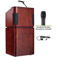 

Oklahoma Sound Veneer 950/901 Tabletop & Base Combo Sound Lectern with Wireless Handheld Mic, Mahogany/Walnut