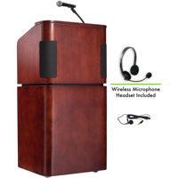 

Oklahoma Sound Veneer 950/901 Tabletop & Base Combo Sound Lectern with Wireless Headset Mic, Mahogany/Walnut