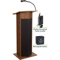 

Oklahoma Sound Power Plus 111PLS Lectern with Rechargeable Battery and Wireless Tie Clip/Lavalier Mic, Medium Oak