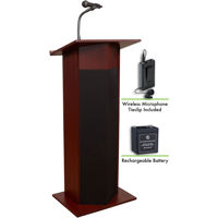 

Oklahoma Sound Power Plus 111PLS Lectern with Rechargeable Battery and Wireless Tie Clip/Lavalier Mic, Mahogany