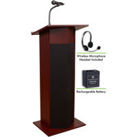 

Oklahoma Sound Power Plus 111PLS Lectern with Rechargeable Battery and Wireless Headset Mic, Mahogany