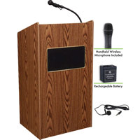 

Oklahoma Sound Aristocrat 6010 Floor Sound Lectern with Wireless Handheld Mic and Rechargeable Battery, Medium Oak