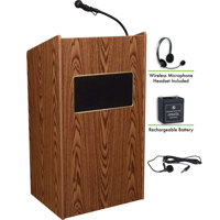 

Oklahoma Sound Aristocrat 6010 Floor Sound Lectern with Wireless Headset Mic and Rechargeable Battery, Medium Oak