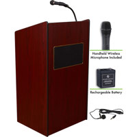 

Oklahoma Sound Aristocrat 6010 Floor Sound Lectern with Wireless Handheld Mic and Rechargeable Battery, Mahogany