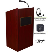 

Oklahoma Sound Aristocrat 6010 Floor Sound Lectern with Wireless Headset Mic and Rechargeable Battery, Mahogany