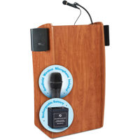 

Oklahoma Sound Vision 611-S Sound Lectern with Rechargeable Battery and LMW-5 Wireless Handheld Microphone, Cherry