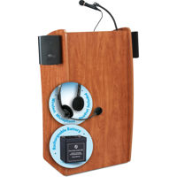 

Oklahoma Sound Vision 611-S Sound Lectern with Rechargeable Battery and LMW-7 Wireless Headset Microphone, Cherry