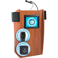 

Oklahoma Sound Vision 612-S Sound Lectern with 15" LCD Display, Rechargeable Battery and LWM-5 Wireless Handheld Microphone, Cherry