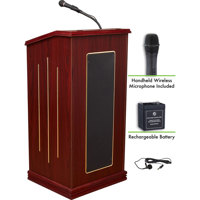

Oklahoma Sound Prestige 711 Sound Lectern with Rechargeable Battery and Wireless Handheld Mic, Mahogany
