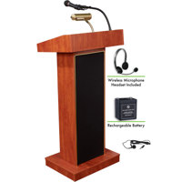 

Oklahoma Sound Orator 800X Floor Sound Lectern with LWM-7 Wireless Headset Microphone and Rechargeable Battery, Cherry