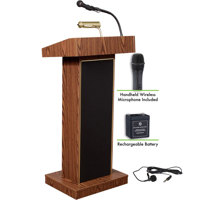 

Oklahoma Sound Orator 800X Floor Sound Lectern with LWM-5 Wireless Handheld Microphone and Rechargeable Battery, Medium Oak