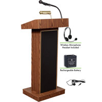 

Oklahoma Sound Orator 800X Floor Sound Lectern with LWM-7 Wireless Headset Microphone and Rechargeable Battery, Medium Oak