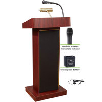 

Oklahoma Sound Orator 800X Floor Sound Lectern with LWM-5 Wireless Handheld Microphone and Rechargeable Battery, Mahogany