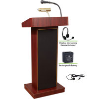 

Oklahoma Sound Orator 800X Floor Sound Lectern with LWM-7 Wireless Headset Microphone and Rechargeable Battery, Mahogany