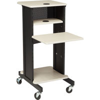 

Oklahoma Sound Multi-Use Premium 4-Shelf Presentation Cart, Ivory Wood Grain/Black
