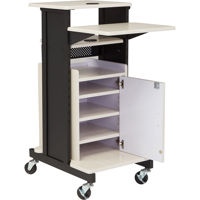 

Oklahoma Sound Premium Plus Presentation Cart with Storage Cabinet, Ivory Woodgrain/Black