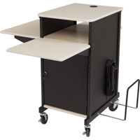

Oklahoma Sound PRC450 Jumbo Plus A/V Presentation Cart with Adjustable Side Shelf, Ivory Woodgrain/Black