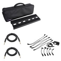

On-Stage PS801 Pedal Power Pack - On-Stage GPB2000 Compact Board for Minimalist Pedal Rig - 2x H&A Elite Pro 1/4" Male to 1/4" Male Instrument Cable with Rean Gold Connectors 3'