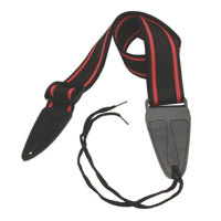 

On-Stage GSABKRD Guitar Strap, Black with Red Stripes