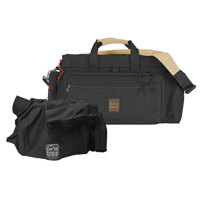 

Porta Brace Black with Red Trim DV Organizer Field Production Bag with Universal Cradle and Quick Slick Large Rain Protector, for many Mini DV Cameras
