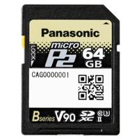 

Panasonic B Series AJ-P2M064BG 64GB microP2 UHS-II Class 10 U3 V90 SDXC Memory Card, 90MB/s Minimum Write Speed