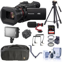 

Panasonic HC-X1500 4K Pro Camcorder with 24x Optical Zoom, WiFi Streaming - Handle Bundle With 128GB SDXC Card, Video Tripod, Video Handbag Large, H&A On-Camera Microphone, Clar LED Light, And More