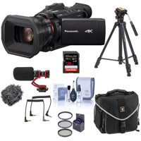 

Panasonic HC-X1500 4K Professional Camcorder with 24x Optical Zoom, WiFi HD Live Streaming Bundle with Tripod, Mic, Bag, 128GB SD Card and Accessories