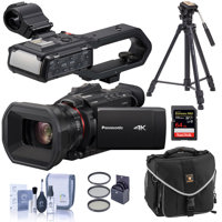 

Panasonic HC-X1500 4K Pro Camcorder with 24x Optical Zoom, WiFi HD Live Streaming - Handle Bundle With Panasonic VW-HU1 Detachable Handle LED Light, 64GB SDXC Card, Video Tripod, Shoulder Bag, More